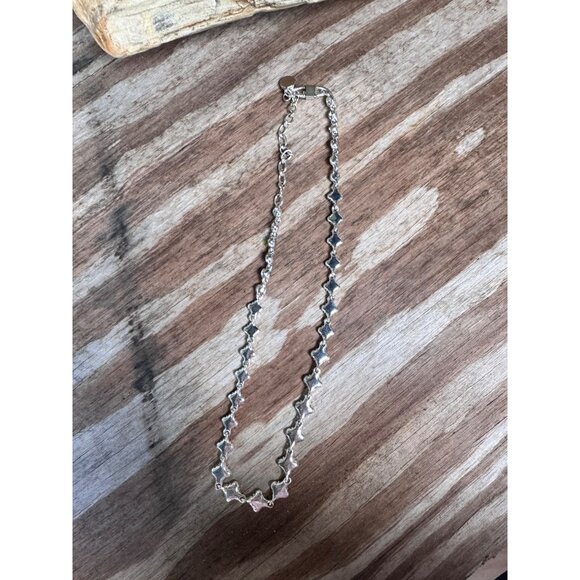 Givenchy Silver-Tone Crystal Floral Design Necklace With Adjustable Chain & Logo - Picture 7 of 7